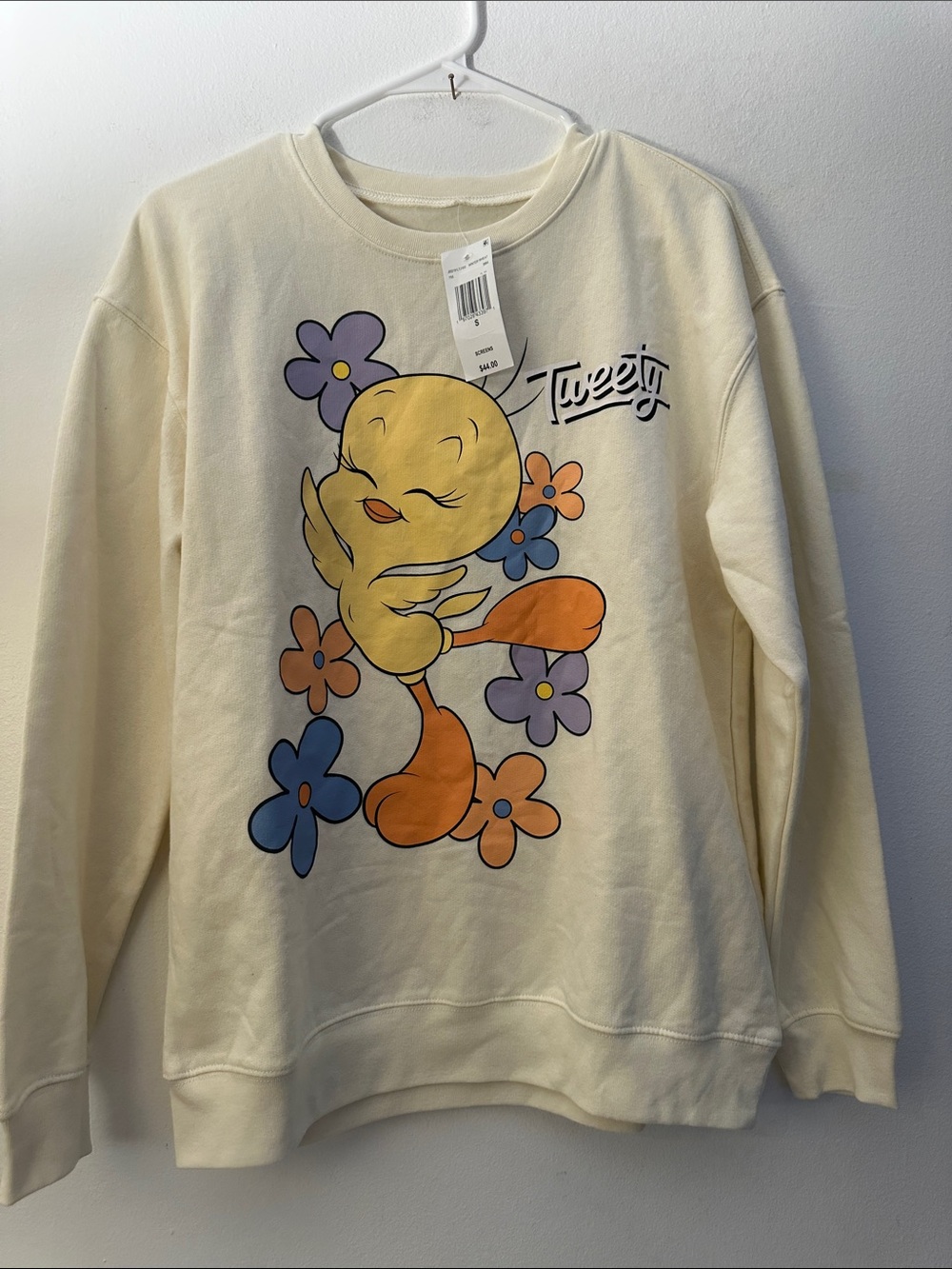 Juniors' Long Sleeve Tweety Bird Graphic Sweater